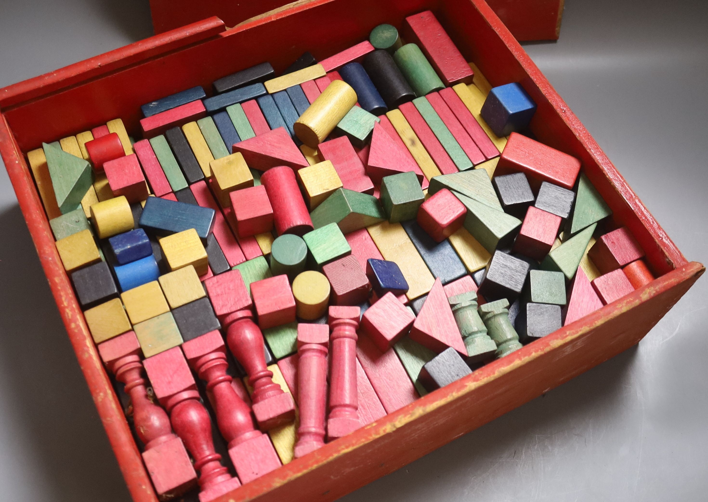 A boxed building brick set
